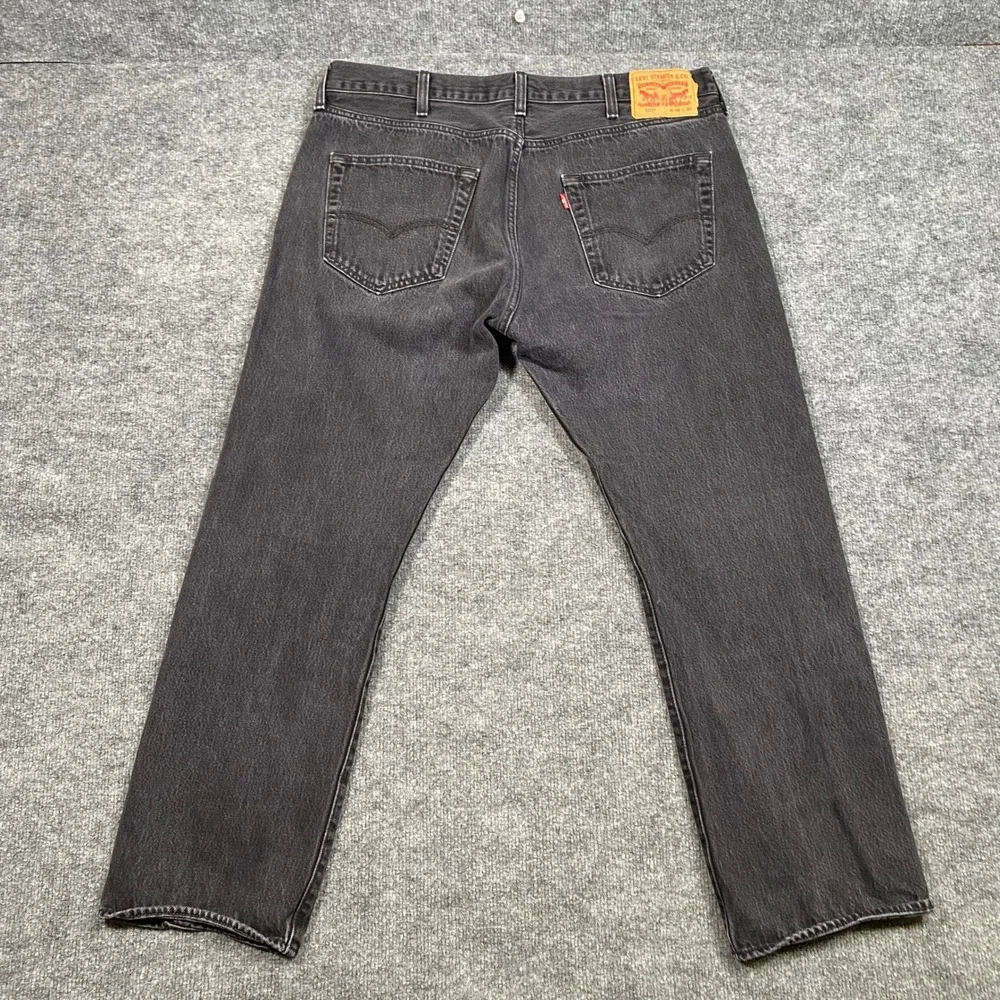 Levis 501 Mens Jeans 38x30 Faded Black Button Fly Original Straight Leg 501-0660